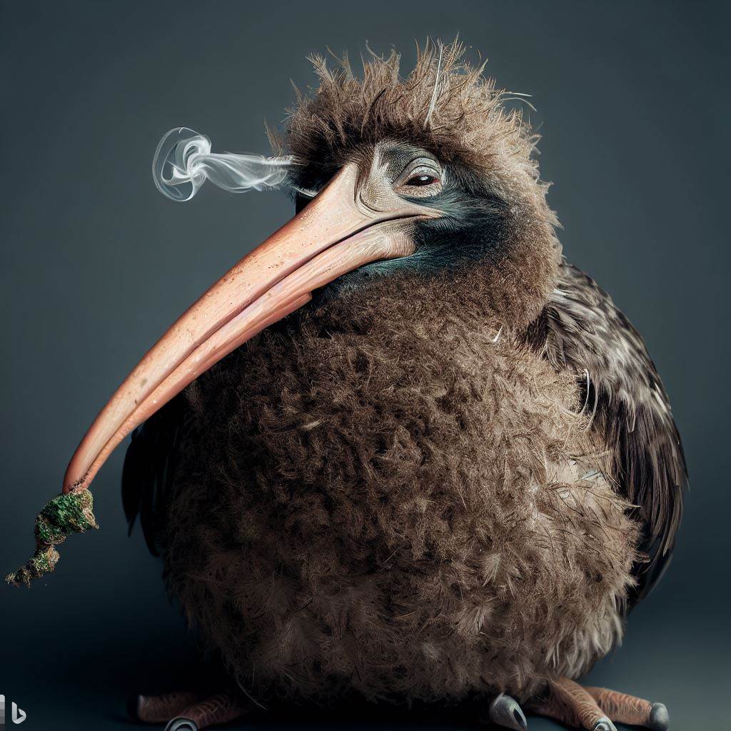 Fat bird smoking cannabis